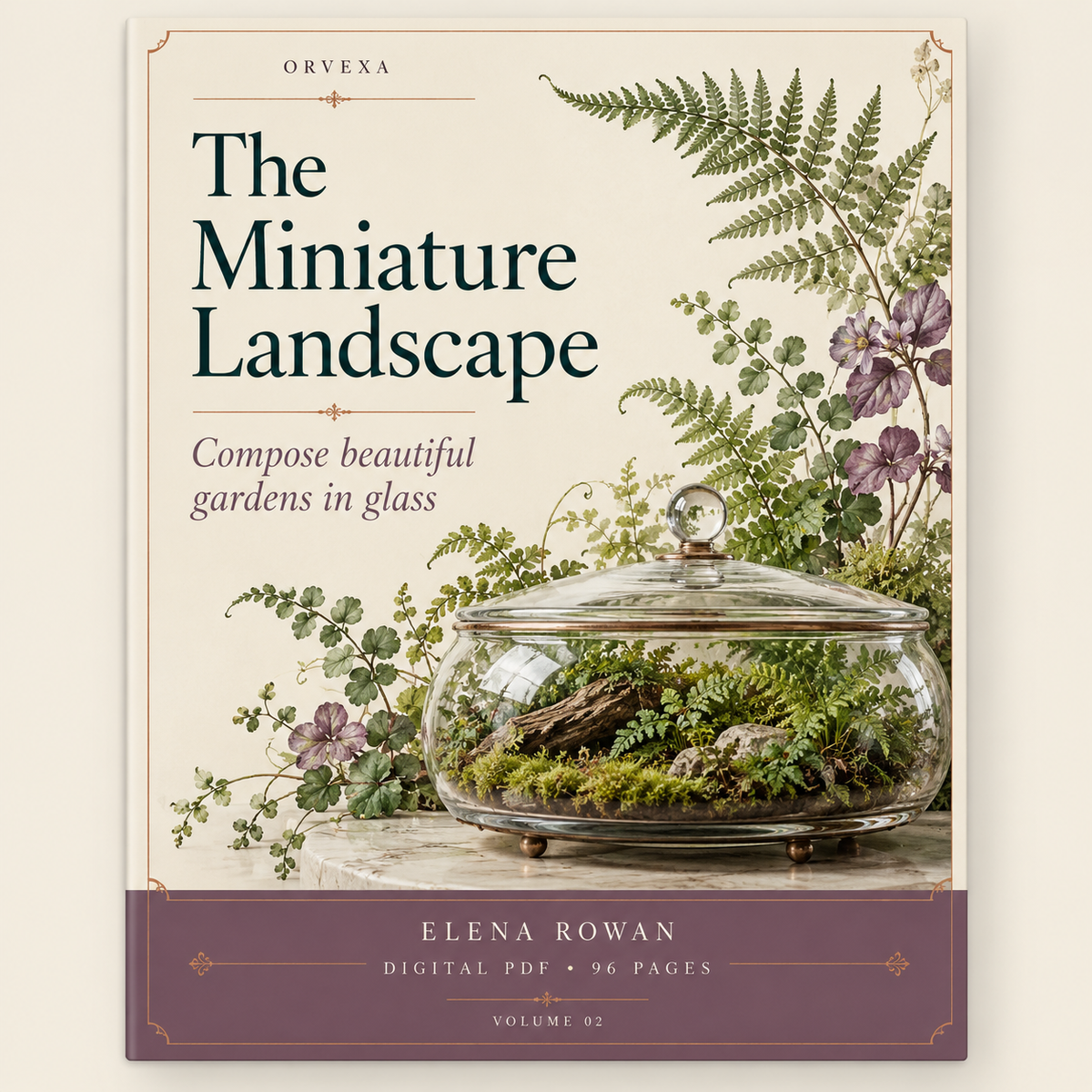 Cover preview of The Miniature Landscape, a digital PDF guide of 96 planned pages.