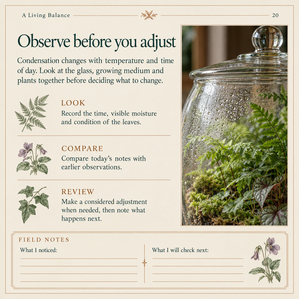 Sample interior page from A Living Balance, titled Observe before you adjust.